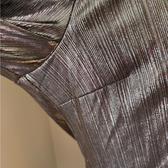 NWT CECE GUNMETAL Silver LIKE Shimmering Women's long sleeve Top Sz L Large NEW - Picture 5 of 9